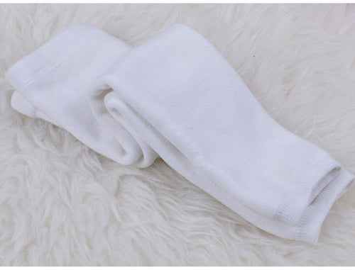 Girls Baby Kids WINTER Warm Thermal Fleece Bottoms footless Tights Stockings PURE WHITE