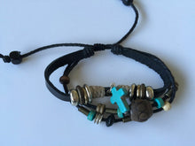 Men Women Retro Anchor Cross leather Tribal Bracelet Wristband band gift him