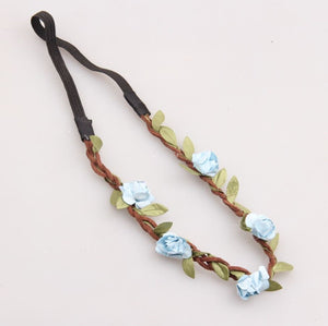 Women Girl Flower Fairy Bohemian Braid Beach Tiara Crown Suede hair headband