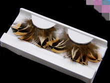 Dramatic Costume Volumed Feather Party Fake False Eyelashes Brown feather