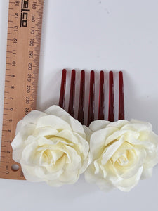 Women Wedding Bride Party Rose Flower Hair Styling Updo French Twist Comb