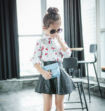 Girl Kid Synthetic Leather Look Punk High waist Rock star Party Fashion Skirt