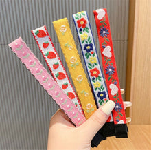 Girl Kids Cute Retro Stick On Cotton Light Embroidery Hair Headband Head band