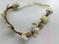 Baby Flower Girl Fairy Boho Party Wedding Braided Tiara hair headband Garland Creamy White