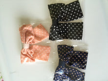 Girls Women Navy Red Bow Ribbon Polka dots School color Hair head clip barrette