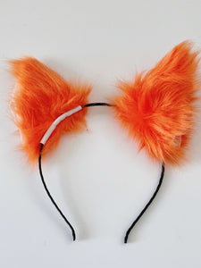 Women Children Fluffy Fur Cat Kitty fox animal Costume Ear Party Hair head band Orange Fluffy Ear Headband