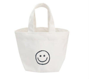 Women Girls Cute Smile Face Carry Small Tote Canvas Shopping Bag