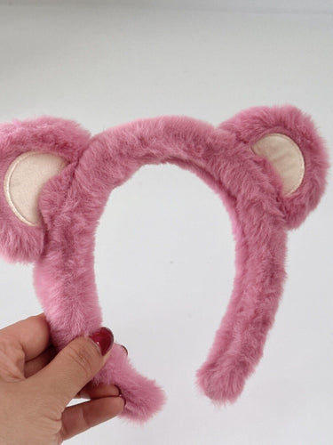 Women Girls Pink Fluffy Cute Round Bear Ears Animal Koala Headband Hair Band Light Pink Ears Headband