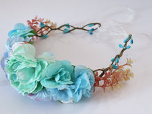 Girls Women Halo Blue Flower Crown hair headband Garland Wreath Tiara