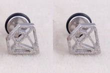 New Lady Diamond Shape Chic 316L Surgical Stainless Steel Titanium Earrings Stud MAT SILVER