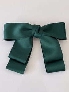 Women Girl Satin Layers Ribbon School Color Bow Bowknot Hair Head Barrette Clip