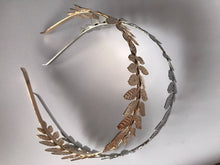 Women Girl Bride Metallic Gold or Silver Leaf party hair head band Hoop Crown