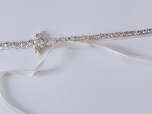 Women Crystal Rhinestone Pearl Cross Prom Wedding Waist Dress Belt Waistband