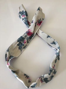 1PC Women Lady Retro flower Wire Bunny Ear bow scarf Hair head band headband Tie