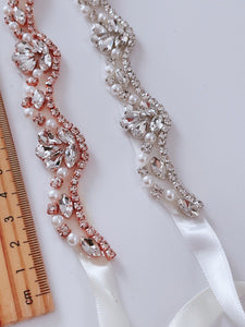 Women Crystal Rhinestone Prom Wedding Waist Formal Dress Satin Belt Waistband