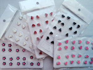 1PAIR Women Teen Fake MAGNETIC Heart star NO Piercing ear Hole studs Earrings