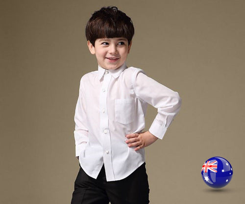 Page Boy Children Party Wedding Long sleeves Plain White Formal Shirt 2-10yrs For height 150cm