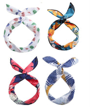 New Women Girl Retro Boho Tropical Leaf Wire bow Scarf Hair head band headband