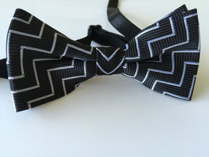 1x Boys Kids Children Party Wedding Dance Silk bow tie Necktie bowtie Black with Zigzag
