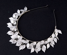 Women Girl Bride Metallic Gold Silver Leaf party hair head band Hoop Crown tiara Silver Color Leaf headband