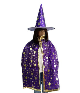 Girl Boy Children Halloween Witches Vampire Cape Cloak Party Costume + Hat