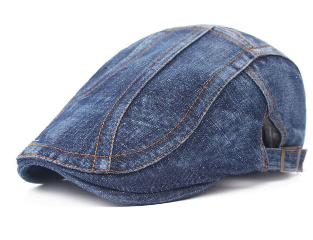 Men Women Retro Fashion Blue Denim French Newsboy Cabbie Artist Hat Cap Beret