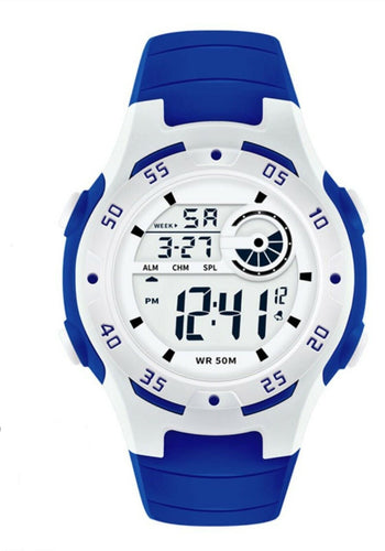 Boys Kid Children Girls Digital Sports Waterproof Swim alarm Wrist Watch Gift Blue