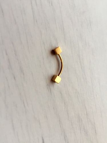 1PC Steel Eyebrow Body Surgical Titanium Square Studs Bar Piercing Stud Earring 1PC GOLD