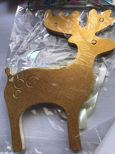 Christmas Cardboard Reindeer Deer Party Xmas Kid Room Hanging Decoration Garland GOLD REINDEER GARLAND