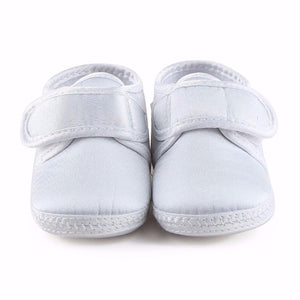Baby Shower Boy Kid Infant White Christening Wedding Party Satin first Shoes