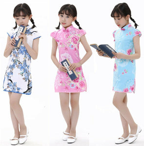 Teen Girl Chinese New Year Asian Traditional QIPAO Costume Tunic Summer Dress