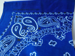 Women Men Retro Hip hop Cotton biker dance Paisley Bandana Hair Headband Wrap Royal Blue