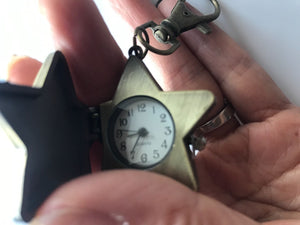 1PC Girls Boy Lady Car or Lucky Star Keyring Key Ring Pocket Watch Novelty Gift