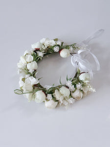 Baby Girl kid Party White Pink Flower Rose Halo Hair Tiara headband Garland White