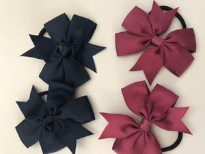 2x Girl Grosgrain School Ribbon Bow Hair Ponytail Tie Up Elastic band scrunchies