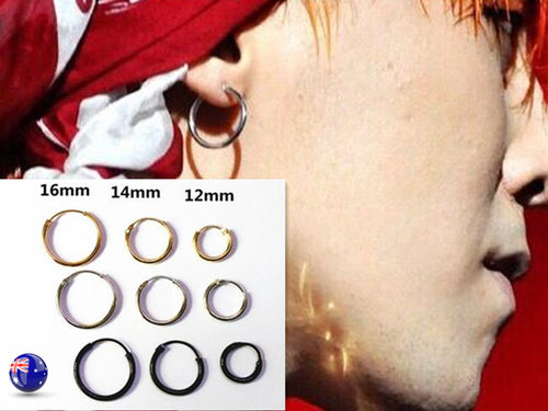 1X MEN Women Slim Stainless Steel Hiphops Gothic Tube Huggie Hoop Earring single