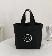 Women Girls Cute Smile Face Carry Small Tote Canvas Shopping Bag