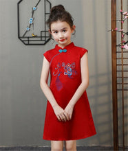 New Kids Girl Chinese New Year Asian Traditional QIPAO Red Costume Tunic Dress