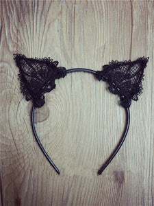 NEW Women Lady Girl Bunny Kitty Cat Ear Party lace crochet Hair head band Hoop