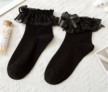 Women Teen Girl Ankle Fancy Fairy Retro Lace Ruffle frilly Bow Short dress Socks