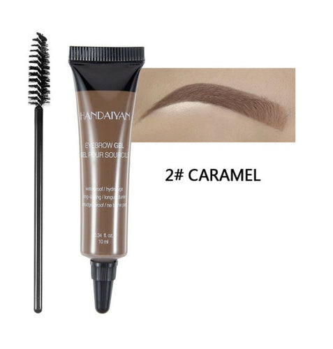AU Waterproof Eyebrow Tattoo Lasting Liner Tint Liquid Gel Cream Tube Brush #2 Caramel