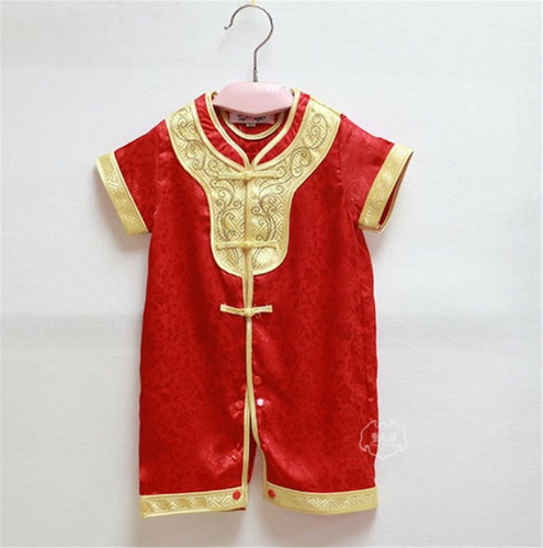 Kids Boy Baby Chinese New Year Asian Red Traditional TANG Han Costume Romper