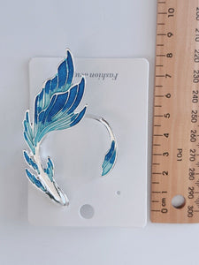 1X Halloween Mermaid Dragon Fantasy Blue Wing Metal Elf Ear Cuff Hook Earring