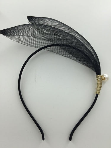 Women Lady Girl Retro Race Melbourne cup leaf headband Party hair band PROP BLACK LEAF SHAPE HEADBAND