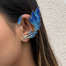 1X Halloween Mermaid Dragon Fantasy Blue Wing Metal Elf Ear Cuff Hook Earring