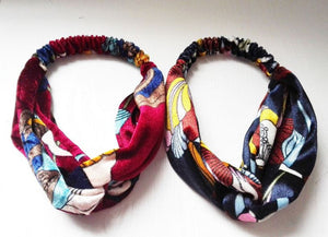 Women Boho Retro vintage Velvet Cross Twist hair headband band bandana scarf