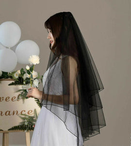 Women White Or Black Bride Wedding Simple Raw Lace Head Hair Veil Without COMB