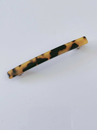 1x Women Trendy Chic Acetate Leopard Brown hair Barrette Slim Clip Pin Accessory Dark Leopard