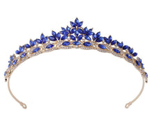 Women Bride Girl Party Blue Or Red Crystal Princess hair headband Tiara Crown