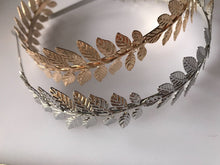 Women Girl Bride Metallic Gold or Silver Leaf party hair head band Hoop Crown